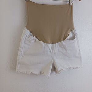 Harper Grey maternity white jean shorts size XL